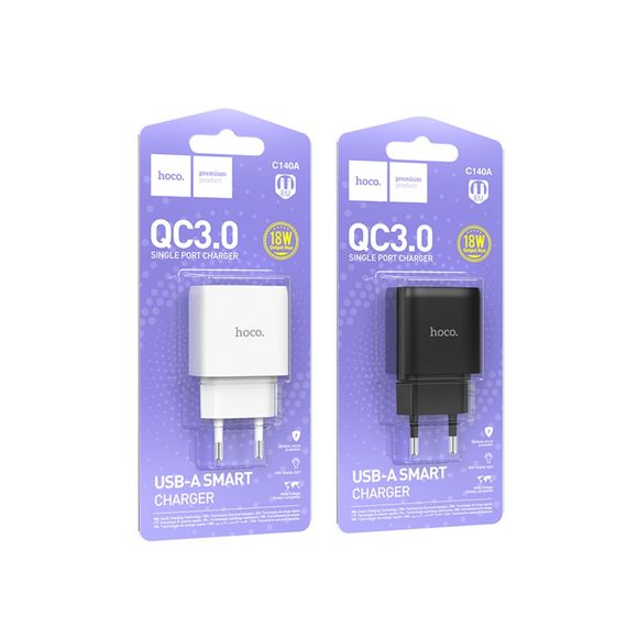 Мережевий зарядний пристрій Hoco C140A 1 USB QC 18W | Зображення 5