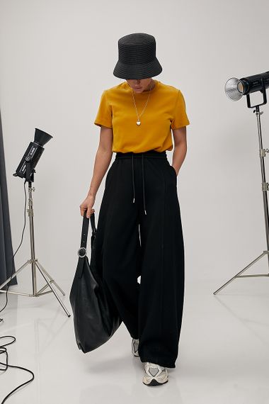 Однотонна трикотажна футболка - гірчичний цвет, ONE SIZE (є розміри) | Зображення 2