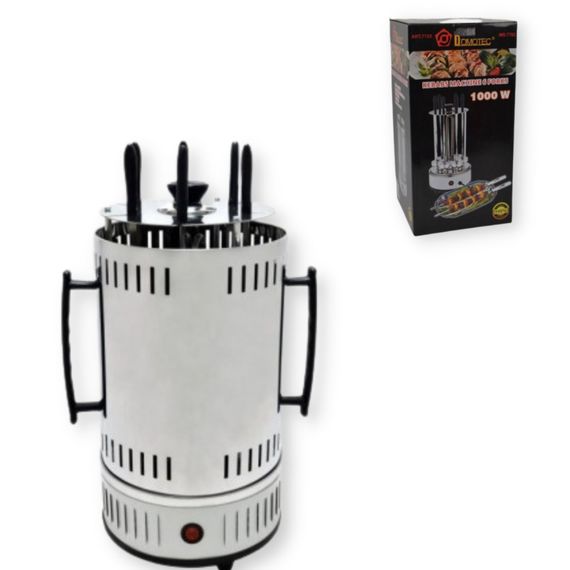 BBQ электрошашлычница MS-7782 6 шампуров 1000 Вт белый (MS-7782_963)