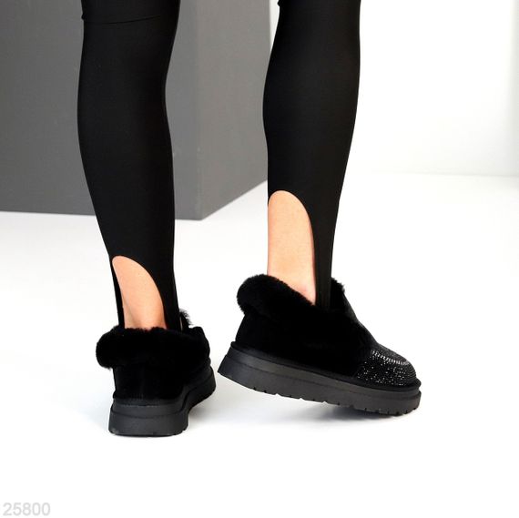 Эффектные сверкающие черные замшевые угги автоледи в стразах | Зображення 6