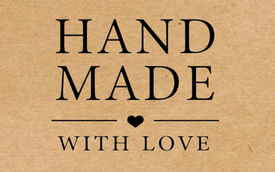 Крафт этикетка с печатью "Handmade 01" 40x25 мм, 250 шт/рулон, Viskom