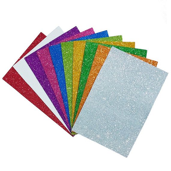 Набор цветного фоамирана с глиттером на клеящей основе 17GLKA4-MIX2, 1,7-0,1 мм 10 листов