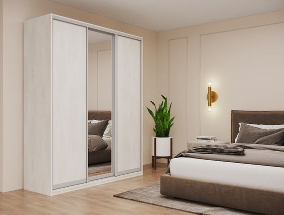 Шкаф купе Сити Лайт Doros Белое дерево 2 ДСП / 1 Зеркало 180х60х225 (44900006) | Зображення 2