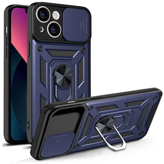 Чохол Ummi Camshield Serge Ring для Apple iPhone 13 (6.1") Синій