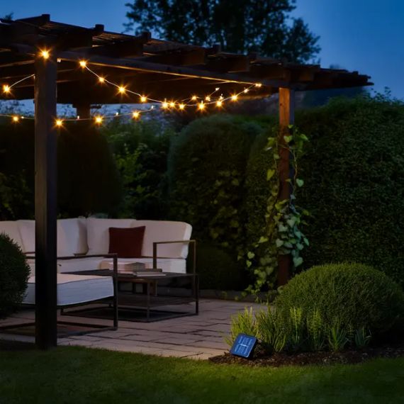 Гирлянда нить на солнечной батарее 1000 LED 100 м черный провод желтый | Зображення 3