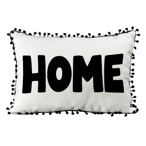 Подушка из мешковины с помпонами Home 45x32 см (43PHBP_CASA006)