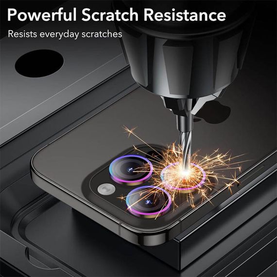 Захисне скло Metal Classic на камеру (в упак.) для Apple iPhone 16 Pro (6.3") / 16 Pro Max (6.9") Бузковий / Rainbow | Зображення 3