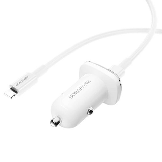 Автомобільний зарядний пристрій BOROFONE BZ12B single port QC3.0 (Type-C to Lightning) White | Зображення 3