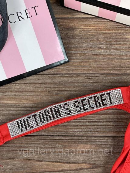 Жіночі трусики буферикова Victoria's Secret зі стразами, танга Вікторія Сікрет зі стразами L, Червоний | Зображення 4