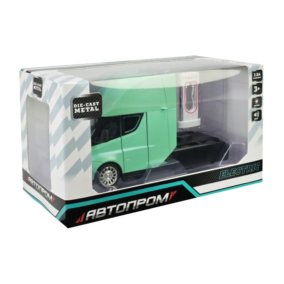 Машинка металева AP7731 Автопром Tesla semi truck head 1:24, світло, звук, відкр.двері, в коробці (6900001201946) М'ятний | Зображення 1