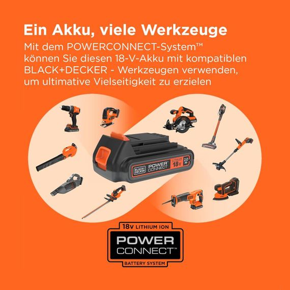 Аккумулятор Black+Decker 18V, 2.0AH, литий-ионный для электроинструментов POWERCONNECT, BL2018-XJ, Li-Ion | Зображення 6