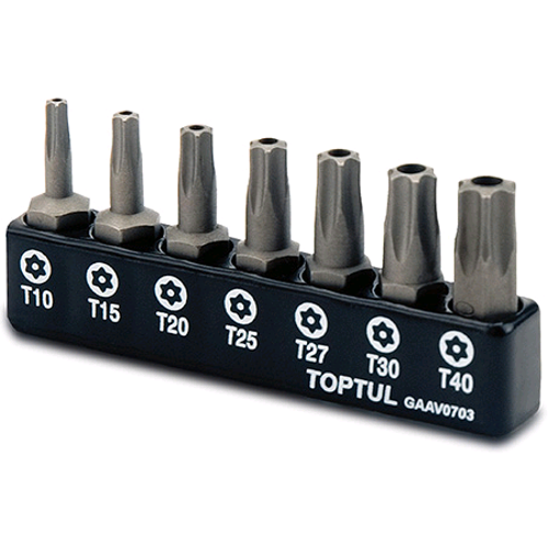 Набір біт TORX з отвором TOPTUL 1/4" 7 од. (T10-T40) GAAV0703