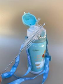 Термос дитячий для напоїв з трубочкою 450мл Зелений + щіточка в подарунок