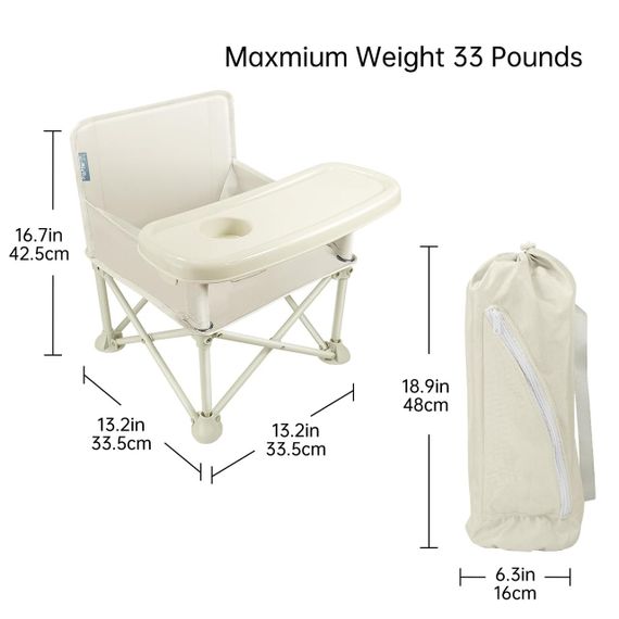 Дитячій стільчик складний портативний для годування з підносом, дорожній обідній стілець для дітей 6–36 міс, стільчик-бустер | Зображення 4