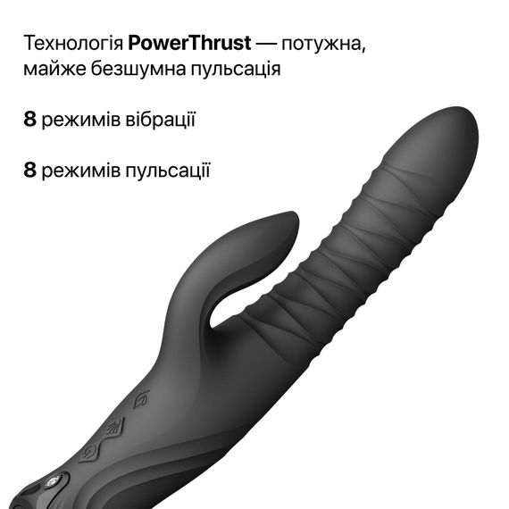 Смарт пульсатор-кролик з вібрацією Zalo Mose 2 Obsidian Black, підігрів до 42 °C, кристал Swarovski | Зображення 5