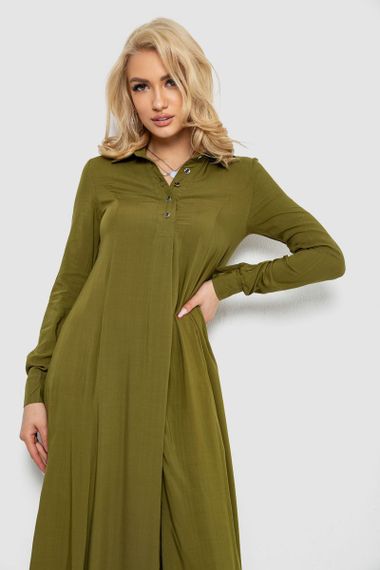 Сукня однотонна, колір хакі, 244R820-10 | Зображення 1