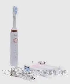 Электрическая зубная щетка Shuke SK-601 аккумуляторная ультразвуковая щетка для зубов 3 насадки | Зображення 3