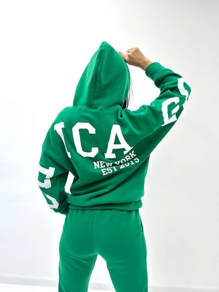 Женский модный спортивный костюм на флисе GF08566 цвет зеленый, размер 42/44 | Зображення 2