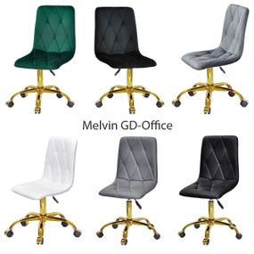 Стілець Melvin GD-Office золота хрестовина з колесиками, м'яке сидіння