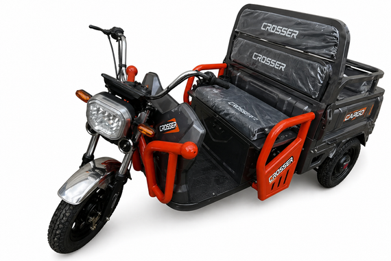 Електротрицикл Crosser CARGO 13 1000W 60 V 45 Ah, вантажний електроскутер самоскид до 400 кг Сірий | Зображення 9