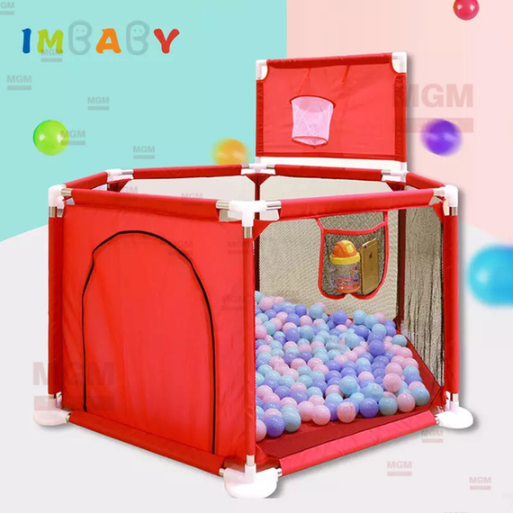Детский манеж для развития IMBABY 6 секций - с забором для малышей - сухой бассейн для детских игр, для шаров или коврика | Зображення 3