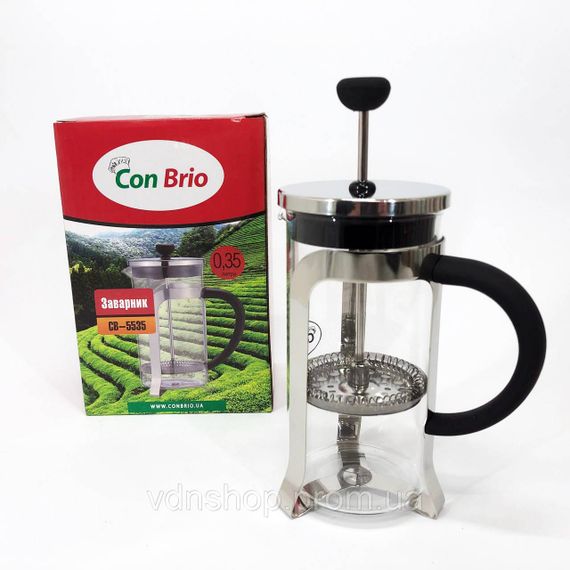 Скляний чайник з фільтром для заварювання чаю Con Brio CB-5535 350 мл, Заварник для чаю з пресом PV-55 | Зображення 7