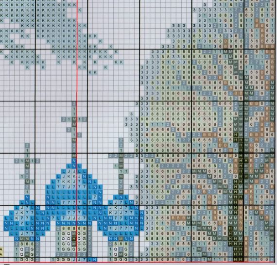 Набор для вышивания по нанесённой на канву схеме "Blue castle". AIDA 14CT printed 32*37 см | Зображення 3