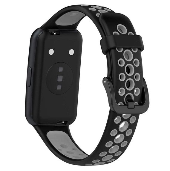Силиконовый ремешок Primolux Perfor Classic для фитнес браслета Huawei Band 7 - Black&Grey | Зображення 1