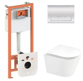 Набір Qtap Nest 4 в 1 підвісний унітаз Scorpio Ultra Quiet 520x365x365 + комплект інсталяції QT1433053EUQW45168