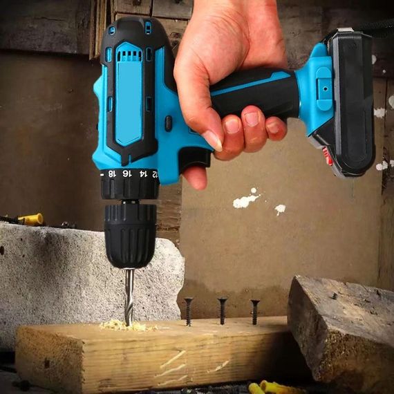 Акумуляторний шуруповерт з набором біт та свердел + 2 акумулятори 24V / Міні дриль-шуруповерт в пластиковому кейсі | Зображення 7