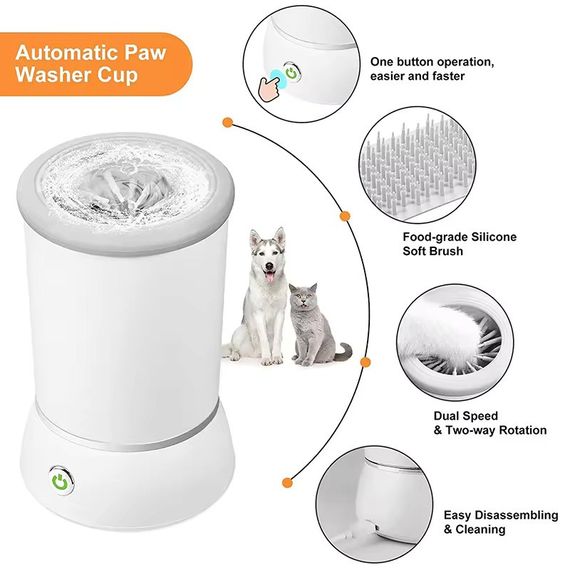 Автоматична лапомийка для собак PET FOOT WASH · Портативний електричний стакан для миття лап тварин · USB зарядка | Зображення 1