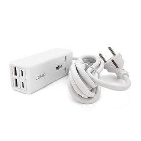 Мережевий фільтр LDNIO SС1418, 1 Розетка + 2 USB +2 Type-C, 2 м, перетин 3х0, 75мм, White, Box