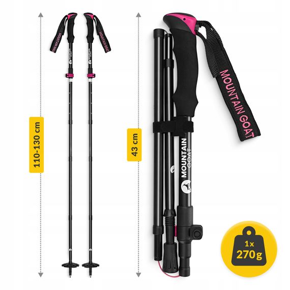 Трекінгові палиці Mountain Goat Pro+ 43-130 см Black/Pink (P-5905973404662) | Зображення 8