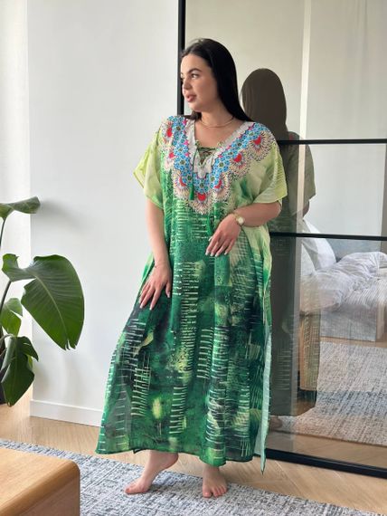 Сукня-туніка з орнаментом зелена PLUS SIZE | Зображення 2