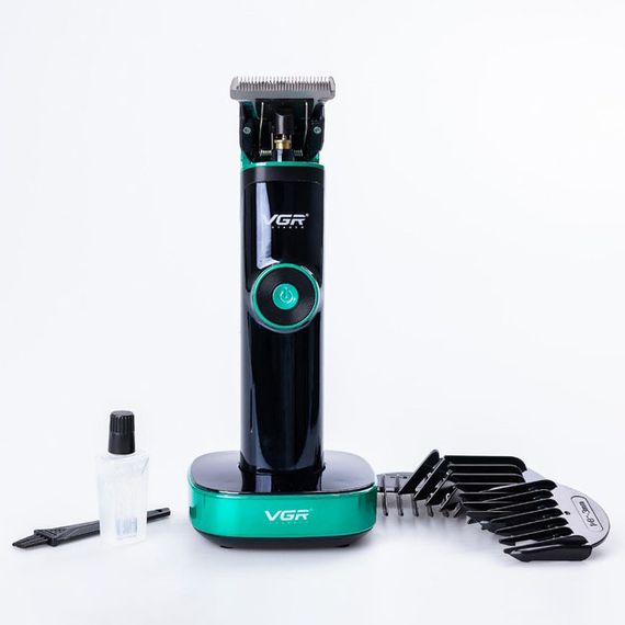 Універсальна машинка триммер для стрижки волосся VGR V-671 акумуляторний з набором насадок та LED дисплеєм | Зображення 3