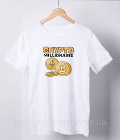 Футболка жіноча із принтом "CRYPTO Millionaire" біла