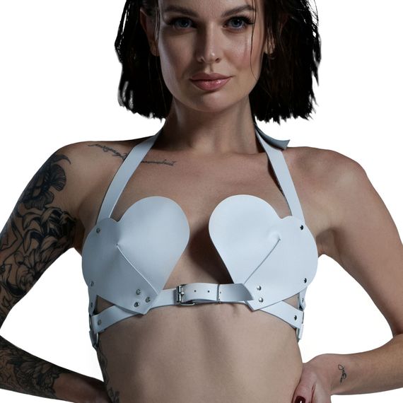 Бюстгальтер Серце шкіряний Feral Feelings Hearts Bra Білий One Size | Зображення 2