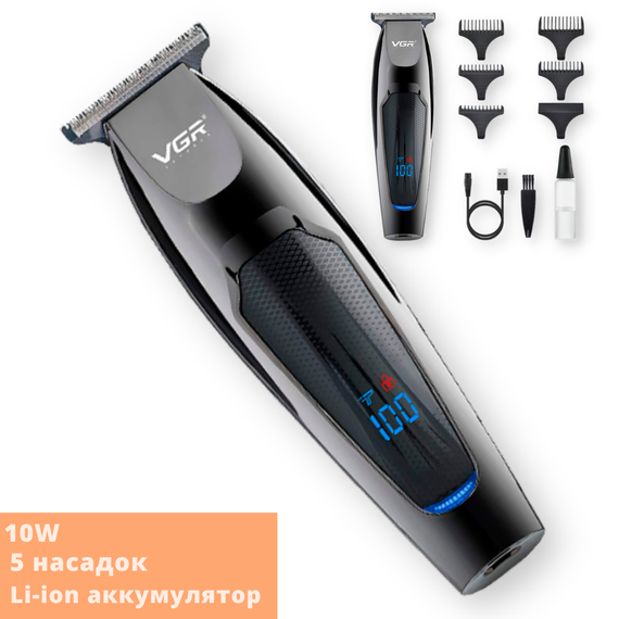 Машинка для стрижки волосся, вусів та бороди з USB зарядкою VGR V-070 чорна 10W (24323-V-070_330) | Зображення 1