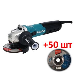 Шліфмашина кутова мережева Makita GA5092X01 з набором шліфувальниї кругів Makita D-74491 (125 мм, 1900 Вт, 11500 об/хв, SJSII, AFT)