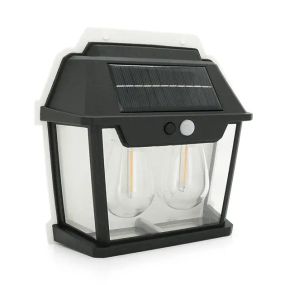 Уличный фонарь YT9992 с солнечной панелью+датчик движения, 2 лампы, встроенный аккум, крепление на стену