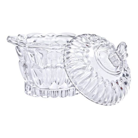 Цукерниця скляна Ø9 см цукерниця кругла з кришкою прозора HP-4-114 | Зображення 1