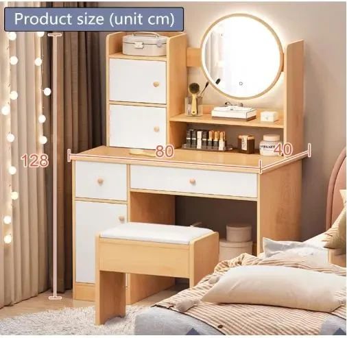 Стіл для макіяжу з LED дзеркалом STL-MD 74 (Г40/Ш80/В127, КОРИЧНЕВО-БІЛИЙ) | Зображення 1