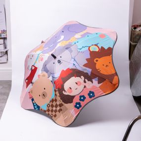 Парасолька дитяча механічна елегантна з принтом міцна надійна з поліестеру діаметр 90 см Фіолетовий HP-23-13V