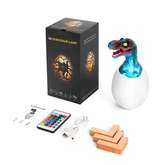 Дитячий світильник SUNROZ 3D Dinosaur Lamp лампа-нічник "Динозаврик у яйці" з пультом ДУ | Зображення 5