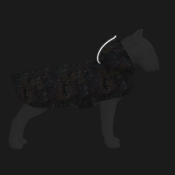 Дощовик-накидка з капюшоном для собак WAUDOG Clothes, малюнок "Зубасті монстри", M, А 40-43 см, B 52-62 см, С | Зображення 4