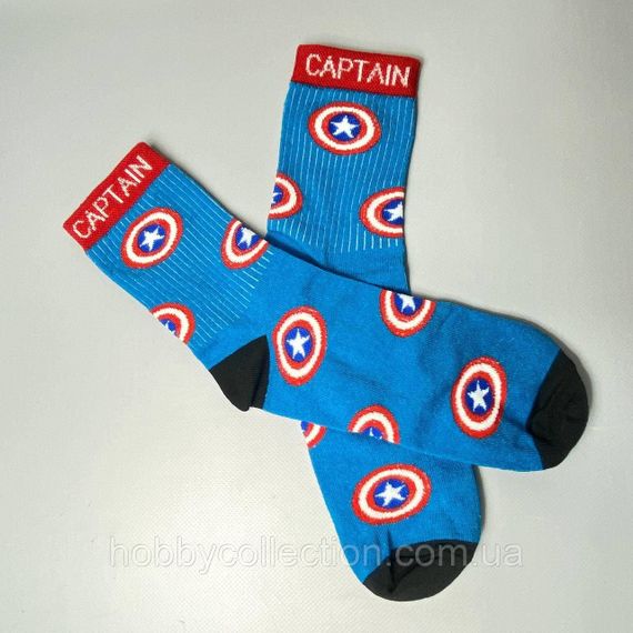 Шкарпетки чоловічі високі 1 пара "Captain America" сині 40-45 р бавовняні | Зображення 1