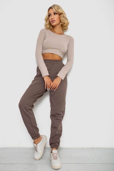 Спортивные штаны женские на флисе, цвет коричневый, 238R58671 | Зображення 1