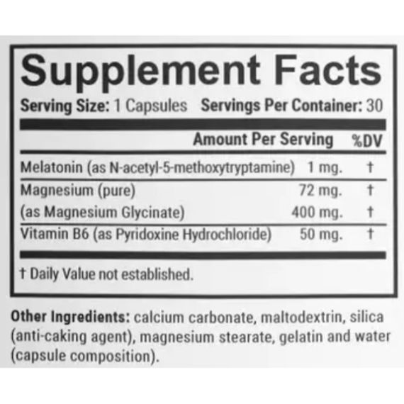 Мелатонін для сну En`vie Lab Melatomag 1 mg 30 Caps | Зображення 1