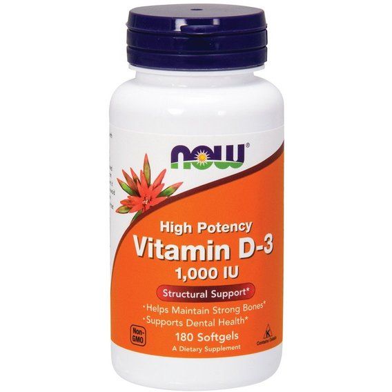 Вітамін D NOW Foods Vitamin D-3 1000 IU 180 Softgels