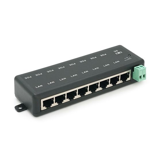 8-портовый POE-инжектор питания, с 8xRJ45 портами Ethernet 10/100Мбит/с, 12-57V | Зображення 2